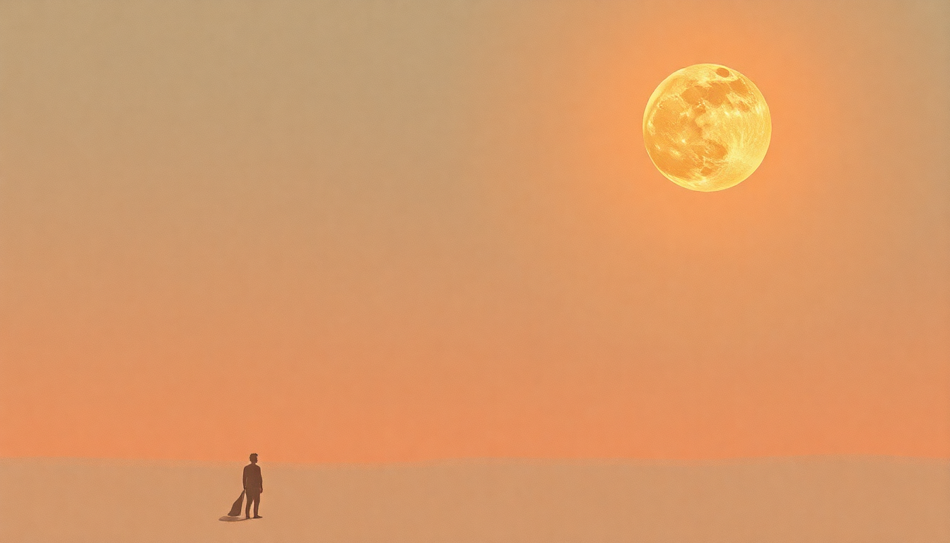 Fan-driven abstract illustration evoking the emotional arc of Grapefruit Moon by Tom Waits