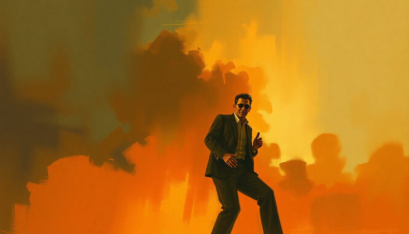Fan-driven abstract illustration evoking the emotional arc of Great Balls of Fire by Jerry Lee Lewis