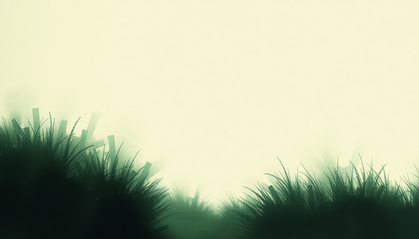 Fan-driven abstract illustration evoking the emotional arc of Green Grass by Tom Waits