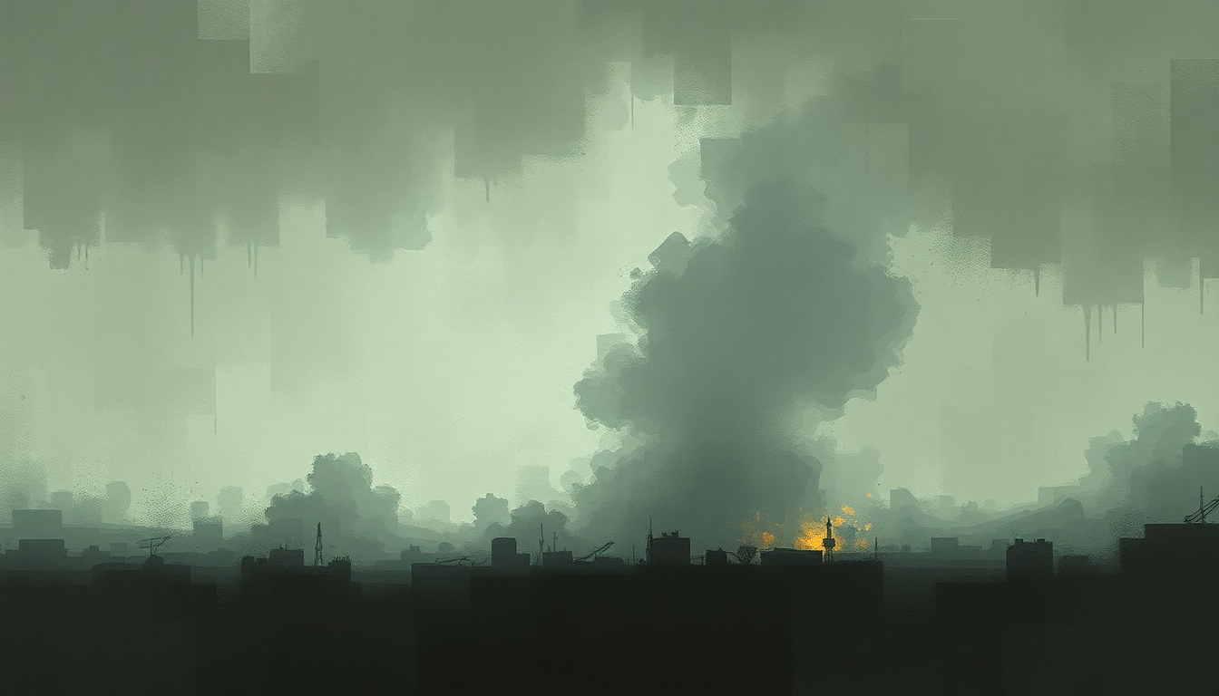 Fan-driven abstract illustration evoking the emotional arc of Guerrilla Radio by Rage Against the Machine