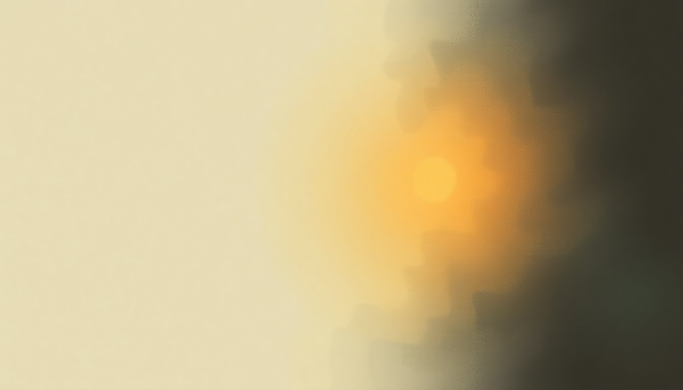 Fan-driven abstract illustration evoking the emotional arc of Gymnopedie No 3 by Erik Satie