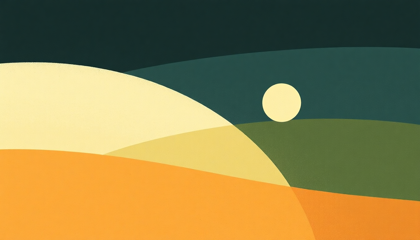 Fan-driven abstract illustration evoking the emotional arc of Half Moon by Iron and Wine