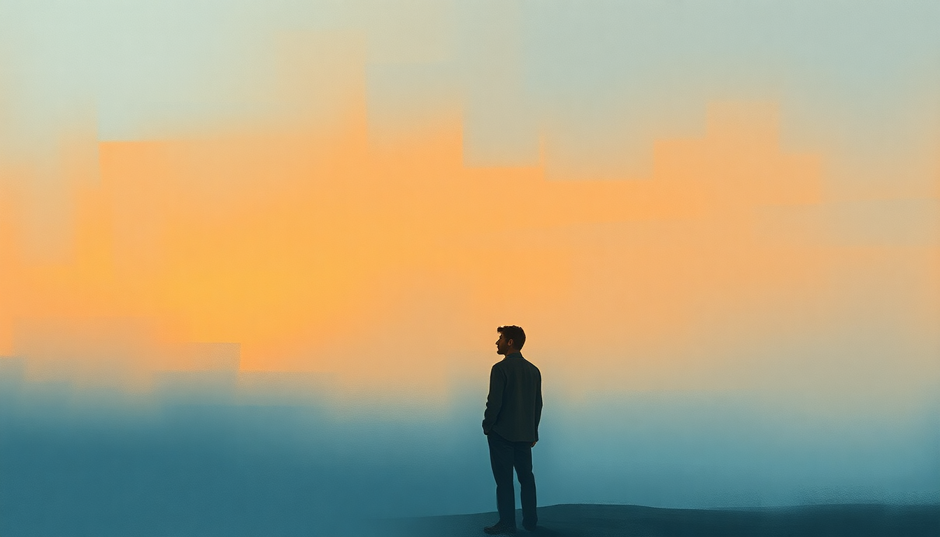 Fan-driven abstract illustration evoking the emotional arc of Handy Man by James Taylor