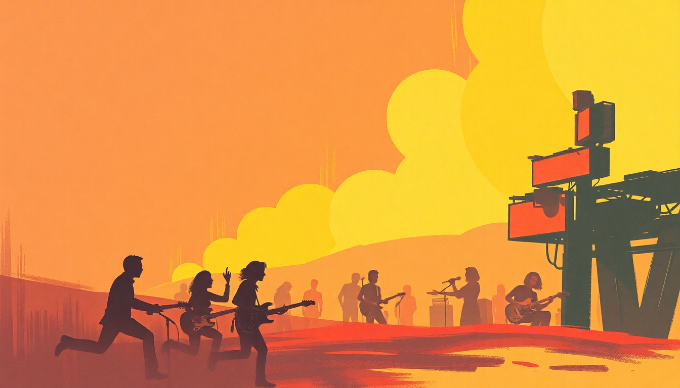 Fan-driven abstract illustration evoking the emotional arc of Hard Rock Cafe by Carole King