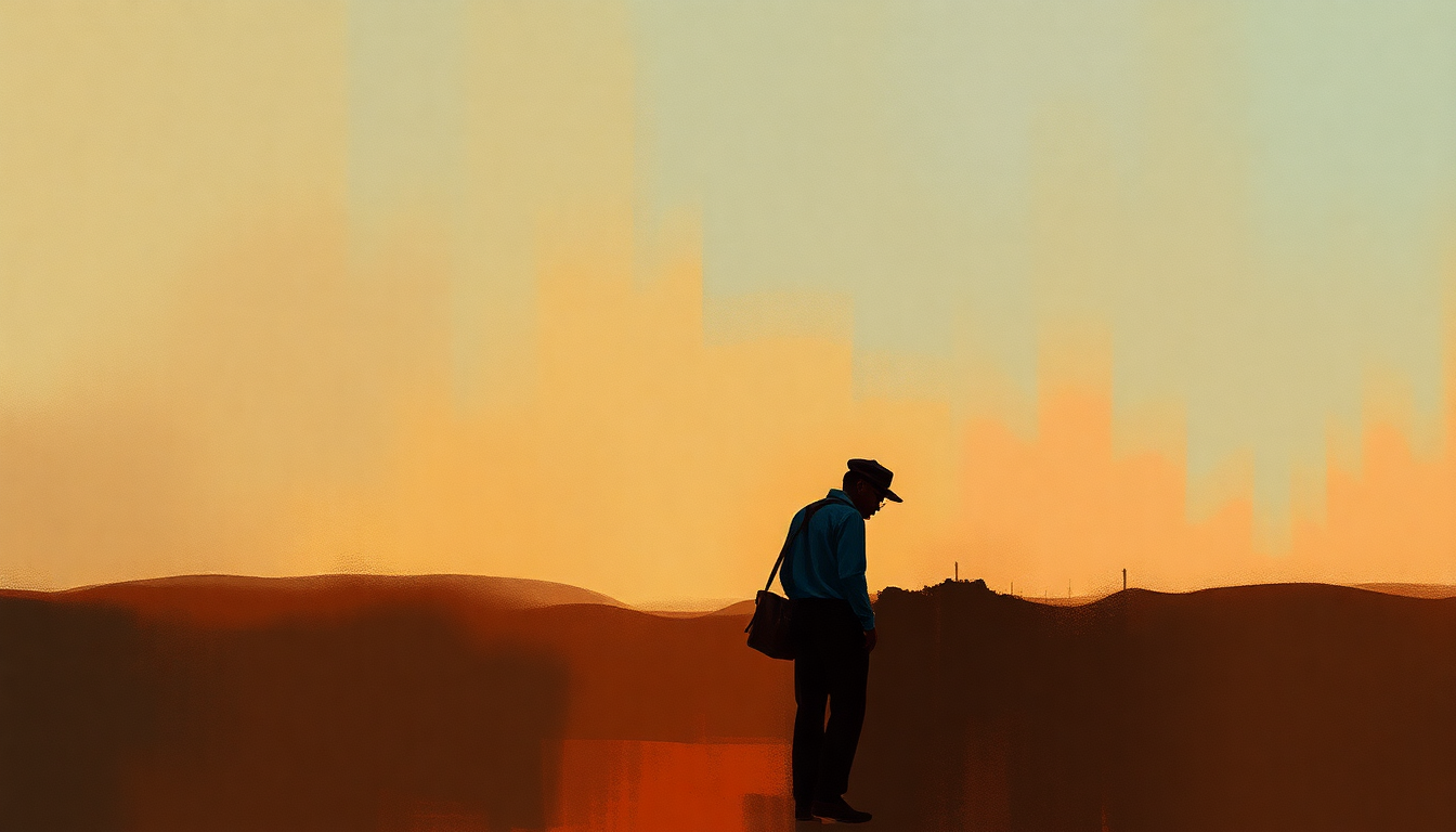 Fan-driven abstract illustration evoking the emotional arc of Hard Times by Sly and Robbie