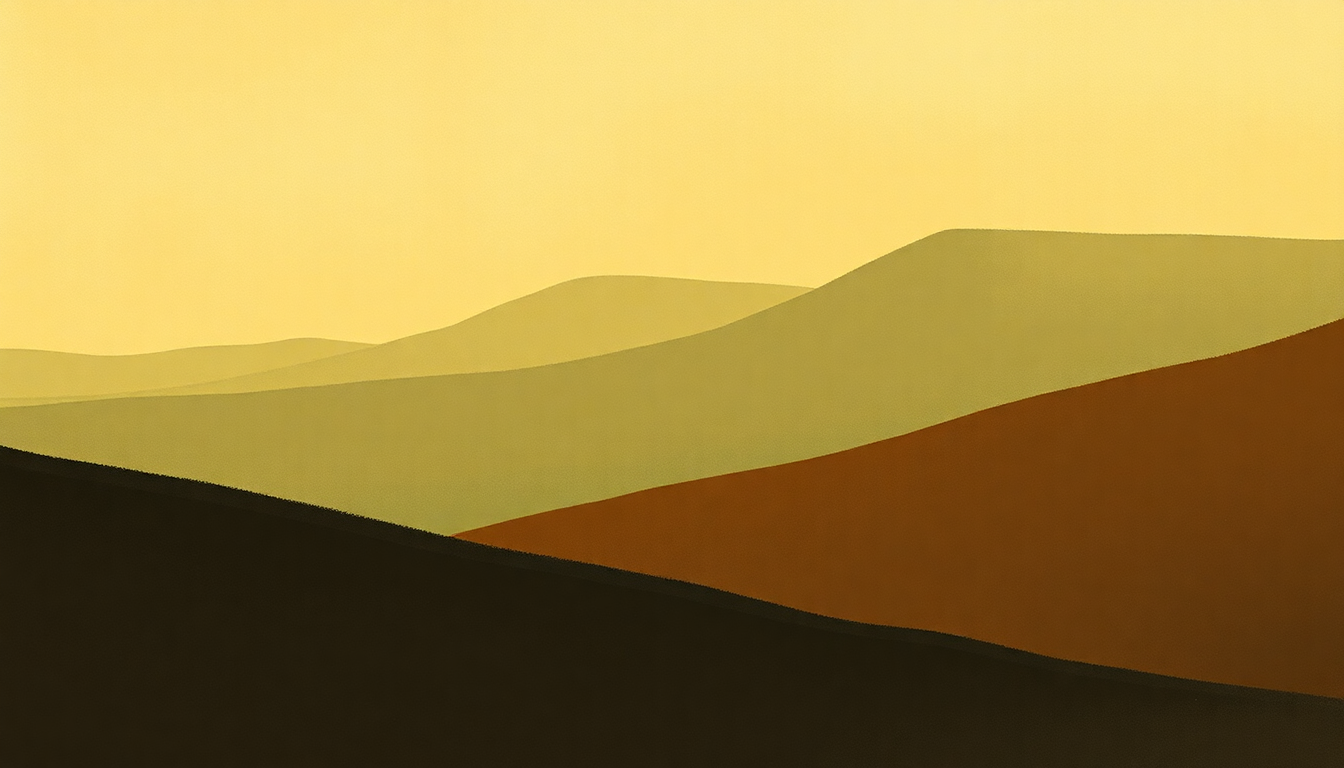 Fan-driven abstract illustration evoking the emotional arc of Hard Travelin' by Woody Guthrie