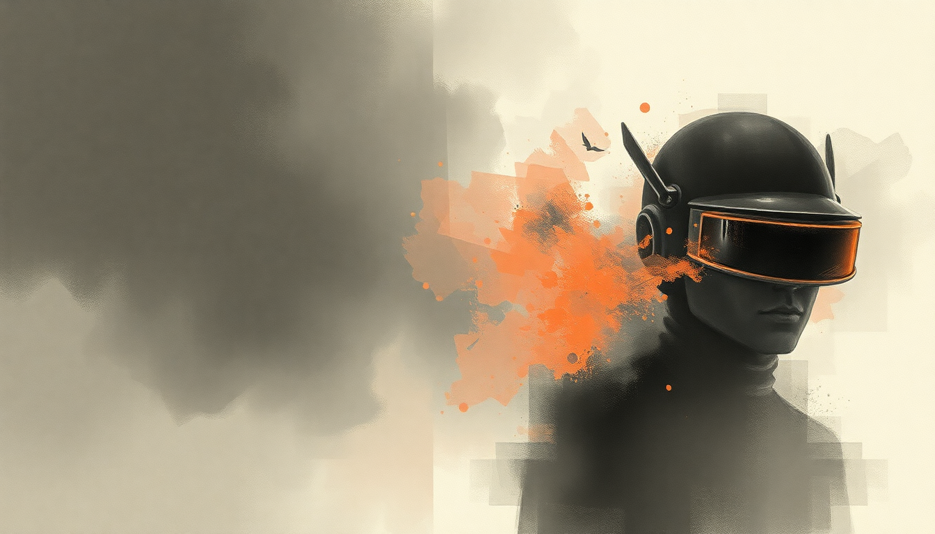 Fan-driven abstract illustration evoking the emotional arc of Harder, Better, Faster, Stronger by Daft Punk