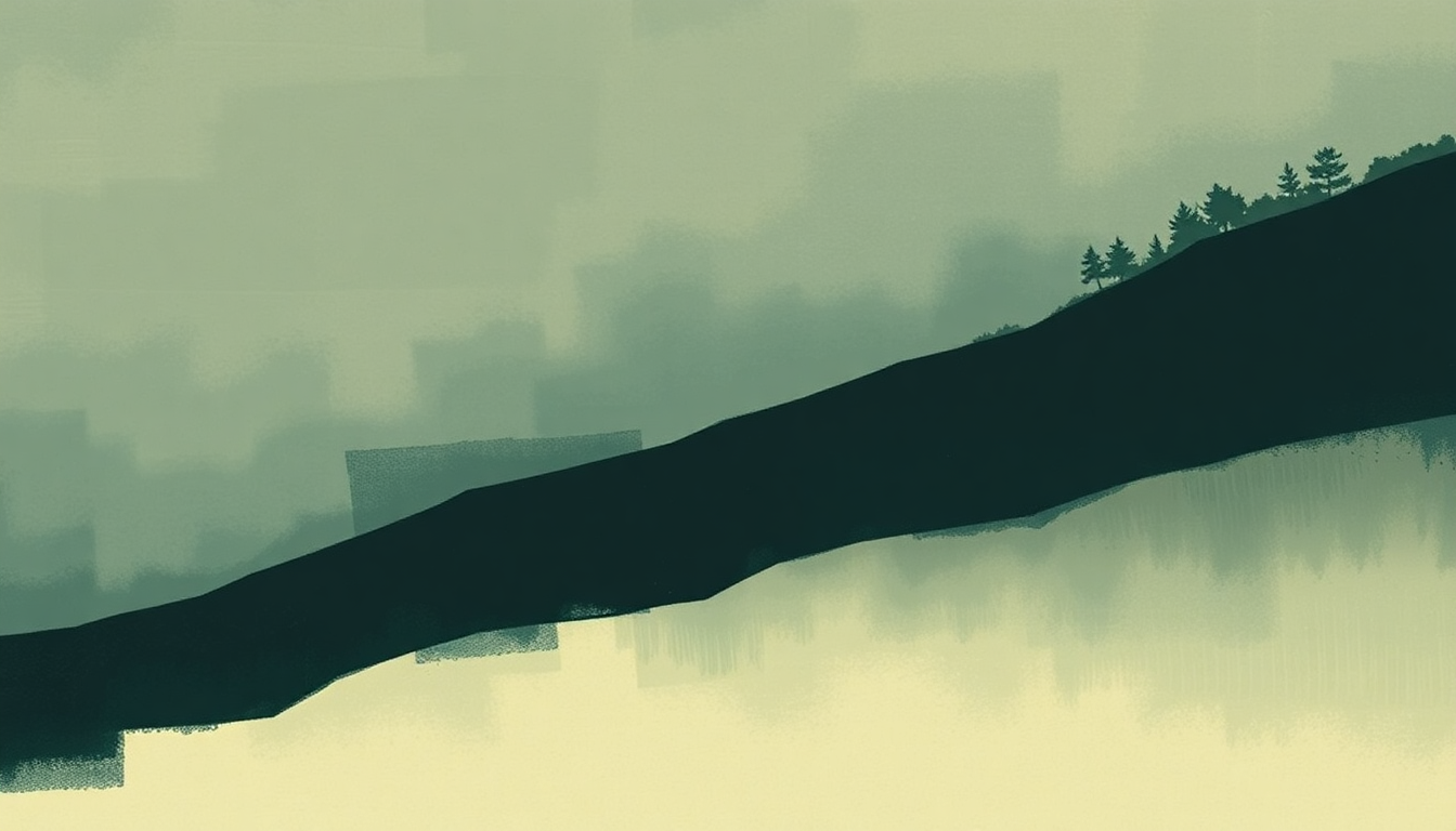 Fan-driven abstract illustration evoking the emotional arc of Harlem River by Kevin Morby