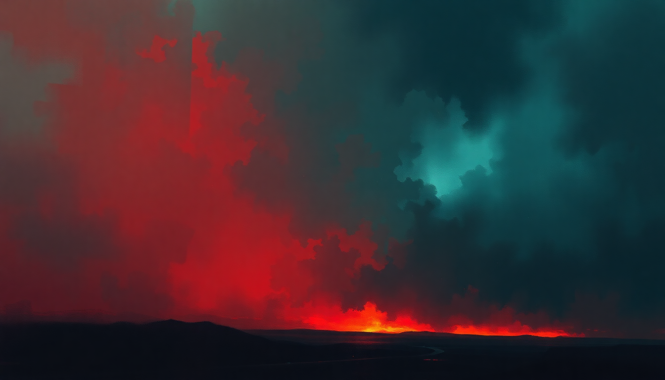 Fan-driven abstract illustration evoking the emotional arc of Harvester of Sorrow by Metallica
