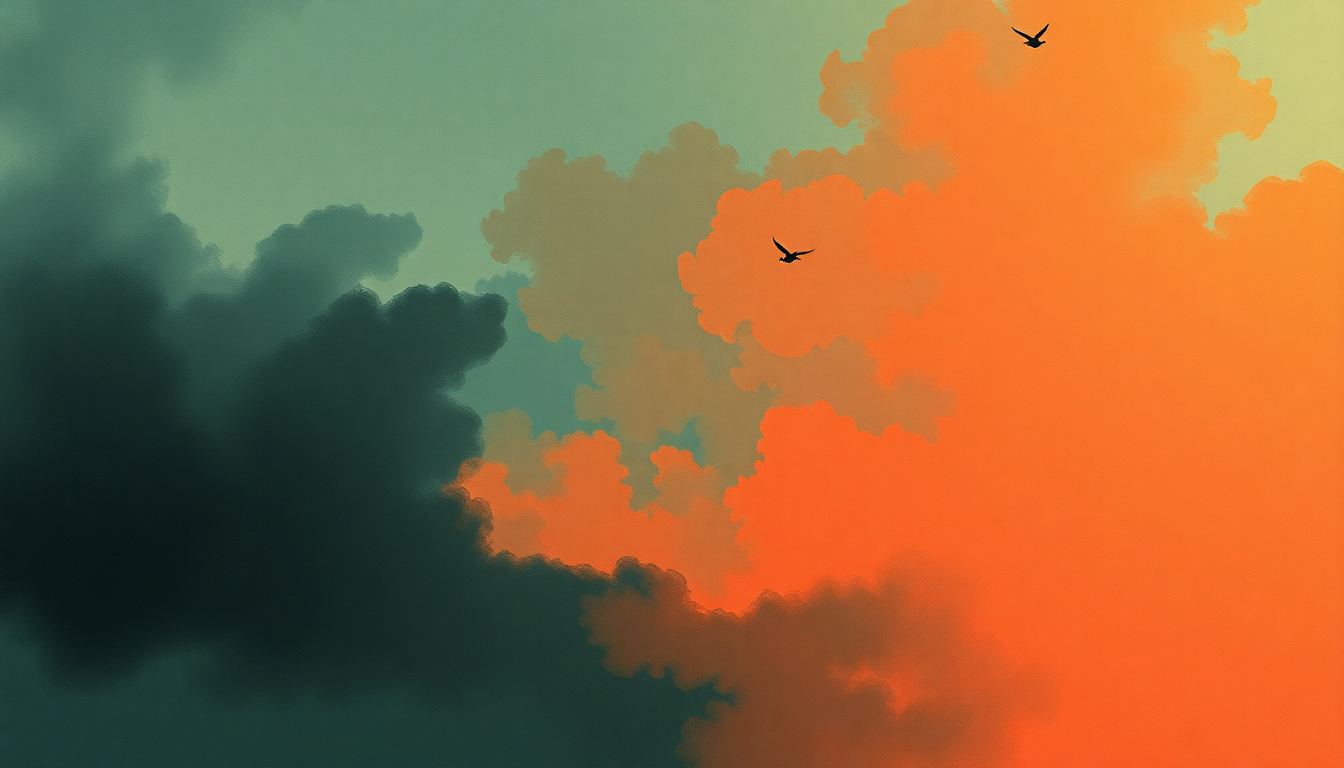Fan-driven abstract illustration evoking the emotional arc of Have You Passed Through This Night? by Explosions in the Sky