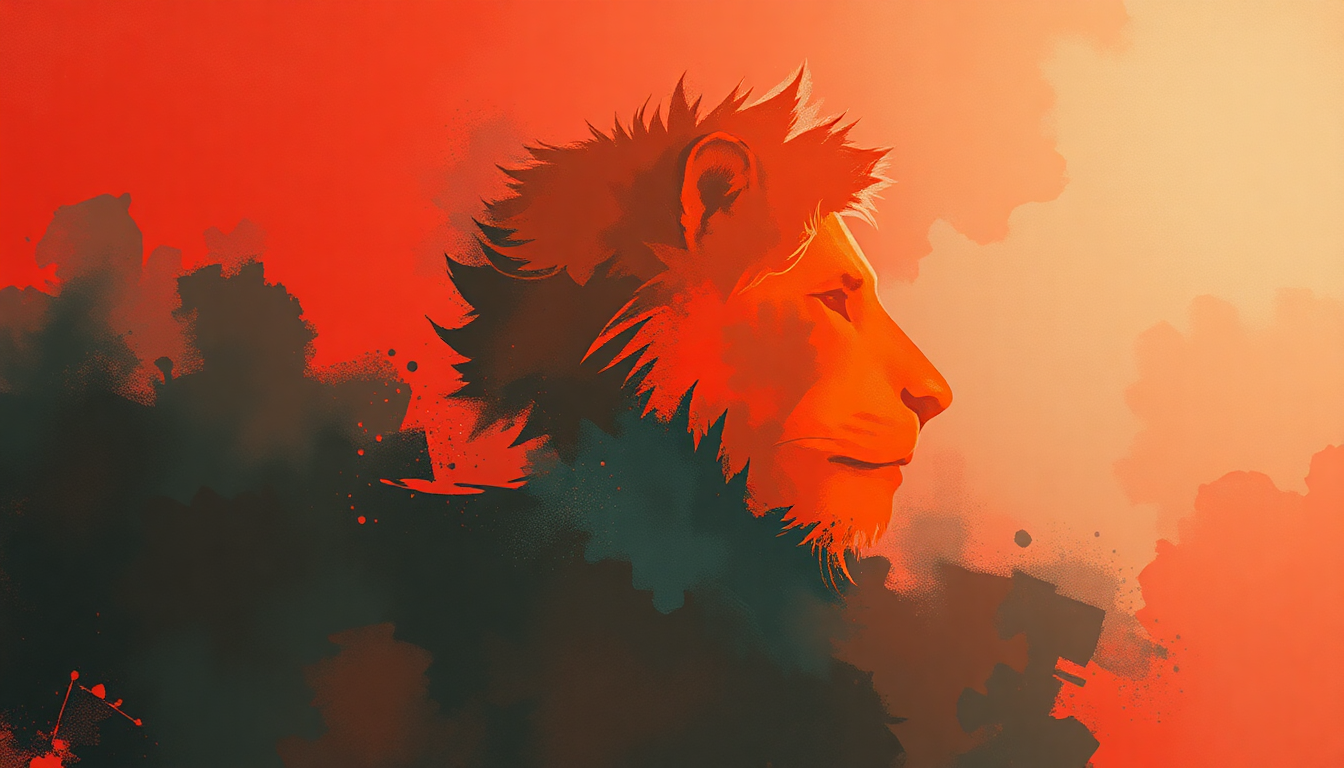 Fan-driven abstract illustration evoking the emotional arc of Heart of a Lion by Kid Cudi
