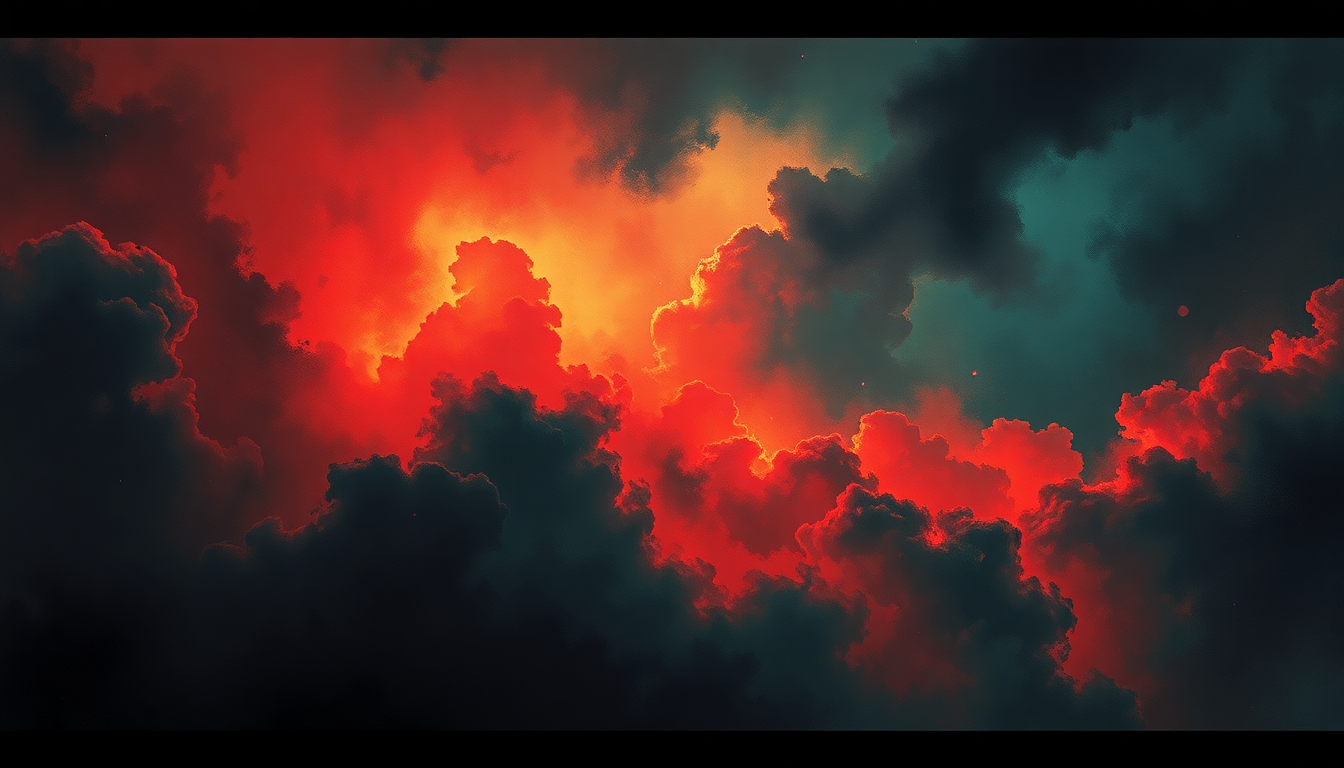 Fan-driven abstract illustration evoking the emotional arc of Heaven and Hell by Black Sabbath