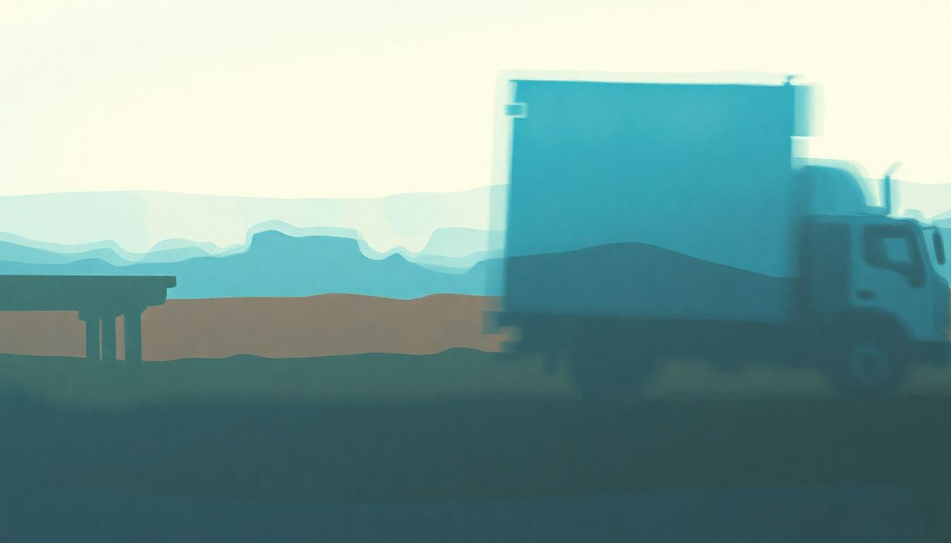 Fan-driven abstract illustration evoking the emotional arc of Heaven Is a Truck by Pavement