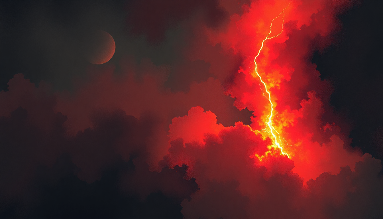 Fan-driven abstract illustration evoking the emotional arc of Hells Bells by AC/DC