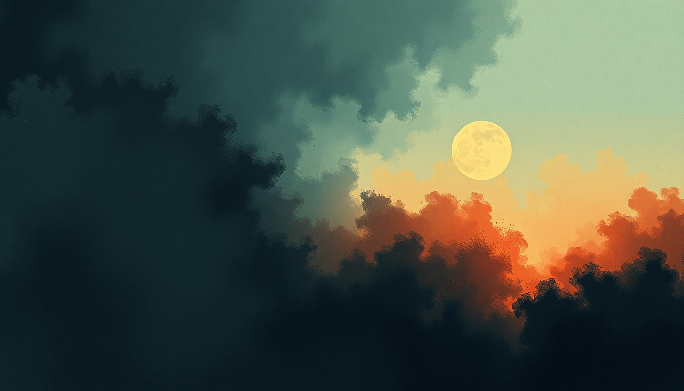 Fan-driven abstract illustration evoking the emotional arc of Here Comes the Night Time by Arcade Fire