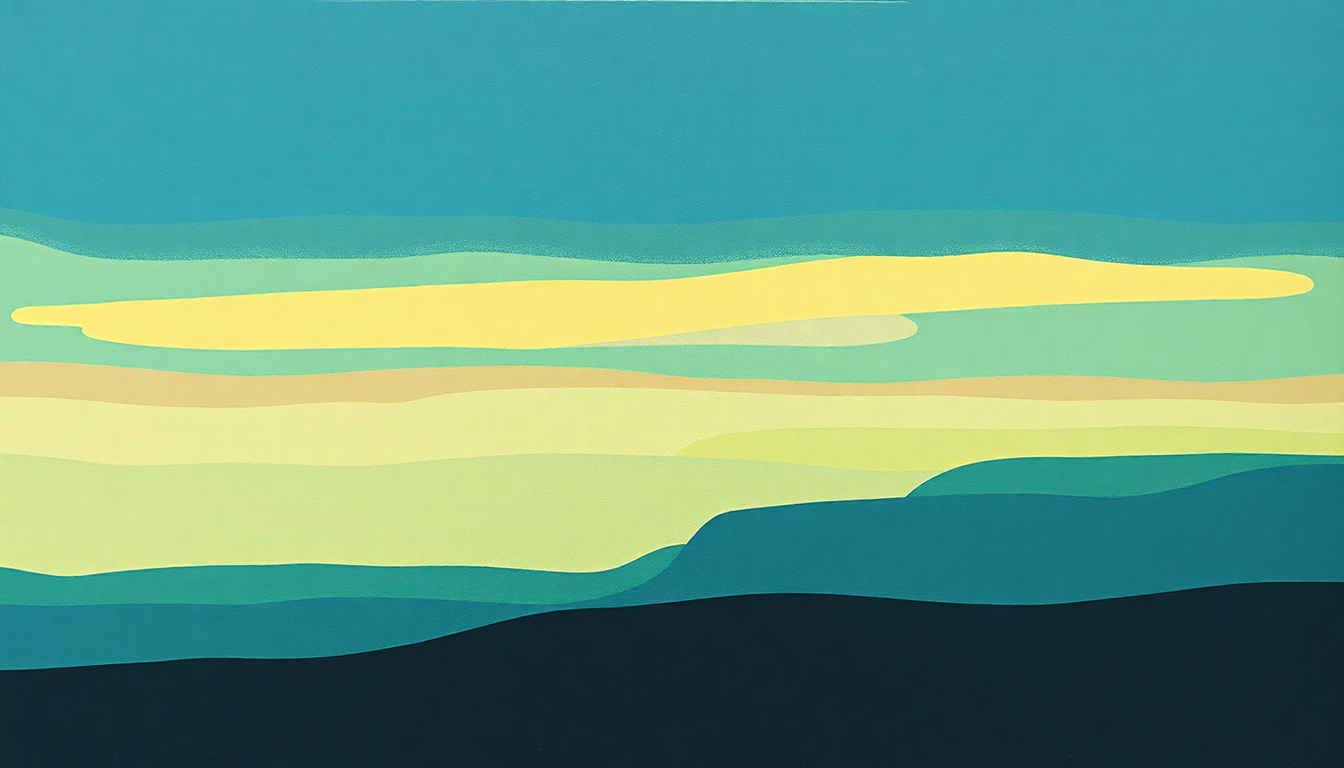 Fan-driven abstract illustration evoking the emotional arc of Here by Pavement
