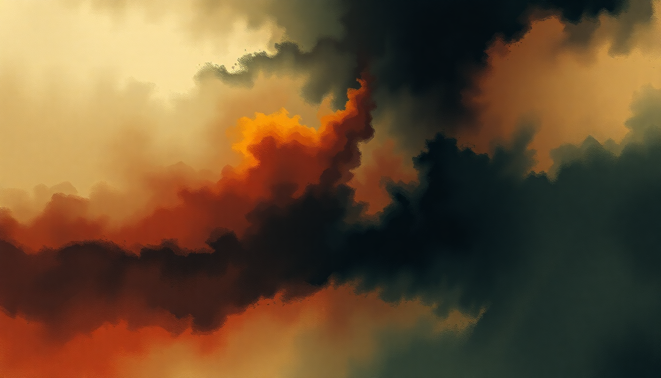 Fan-driven abstract illustration evoking the emotional arc of Heroic Polonaise by Frédéric Chopin