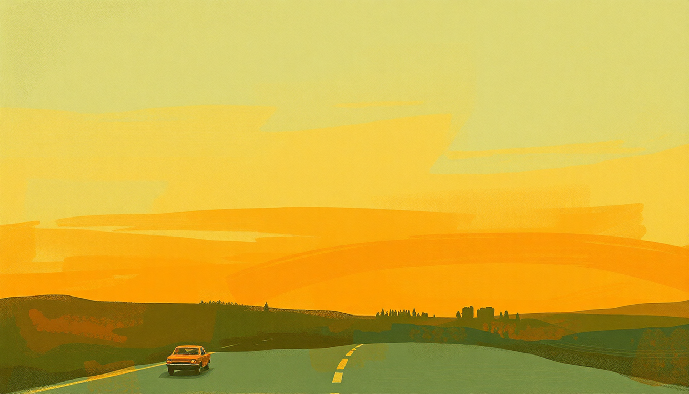 Fan-driven abstract illustration evoking the emotional arc of Highway 61 Revisited by Bob Dylan