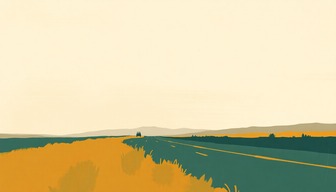 Fan-driven abstract illustration evoking the emotional arc of Highway Kind by Townes Van Zandt