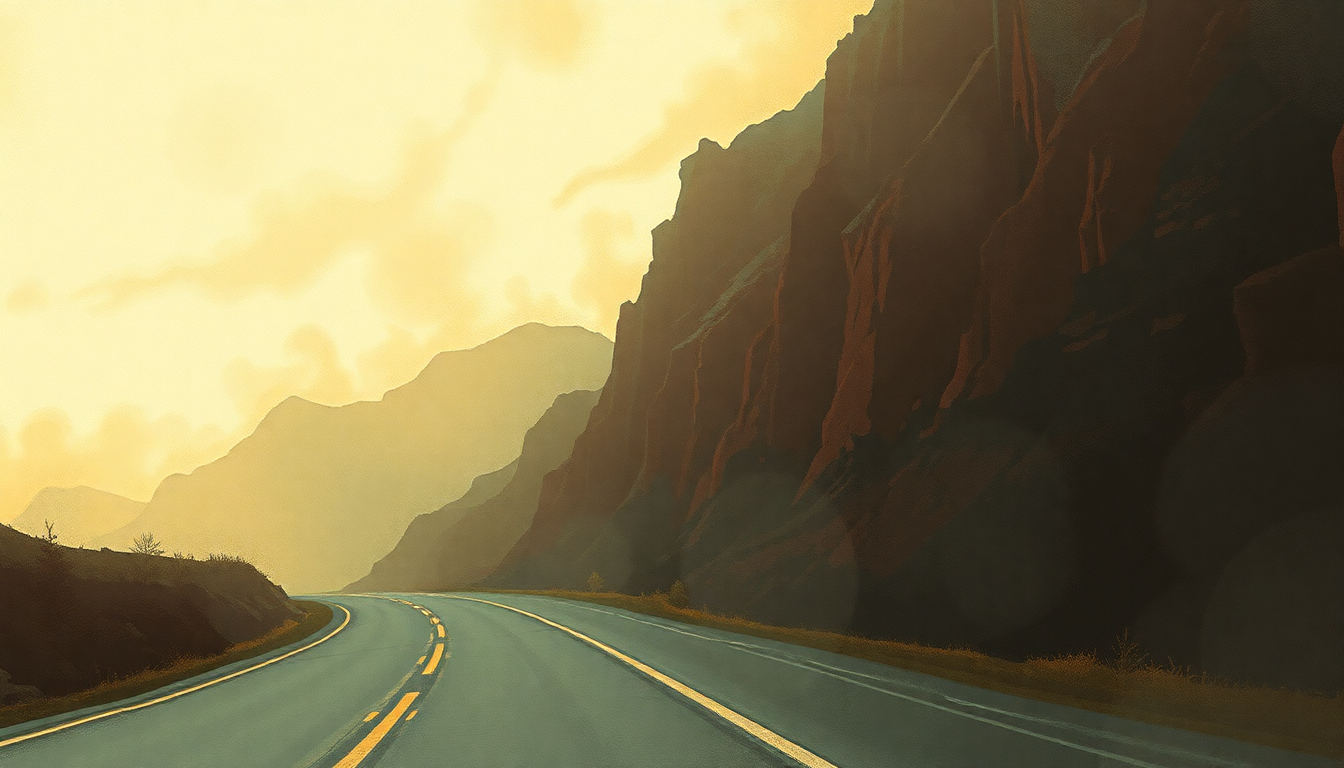 Fan-driven abstract illustration evoking the emotional arc of Highway to Hell by AC/DC