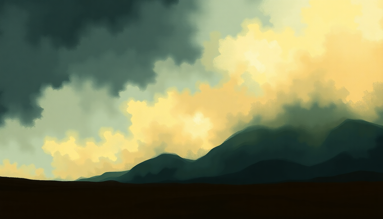 Fan-driven abstract illustration evoking the emotional arc of Hoppípolla by Sigur Rós