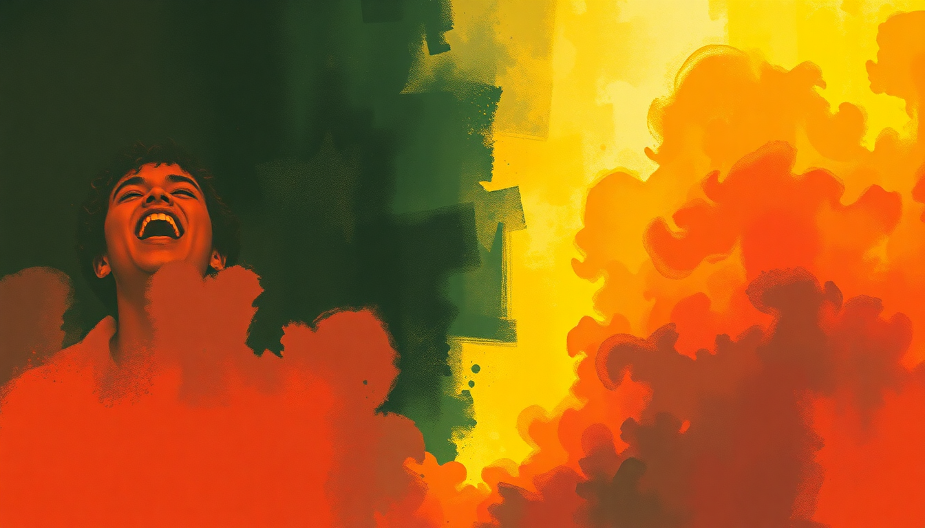 Fan-driven abstract illustration evoking the emotional arc of Hot Pants by James Brown