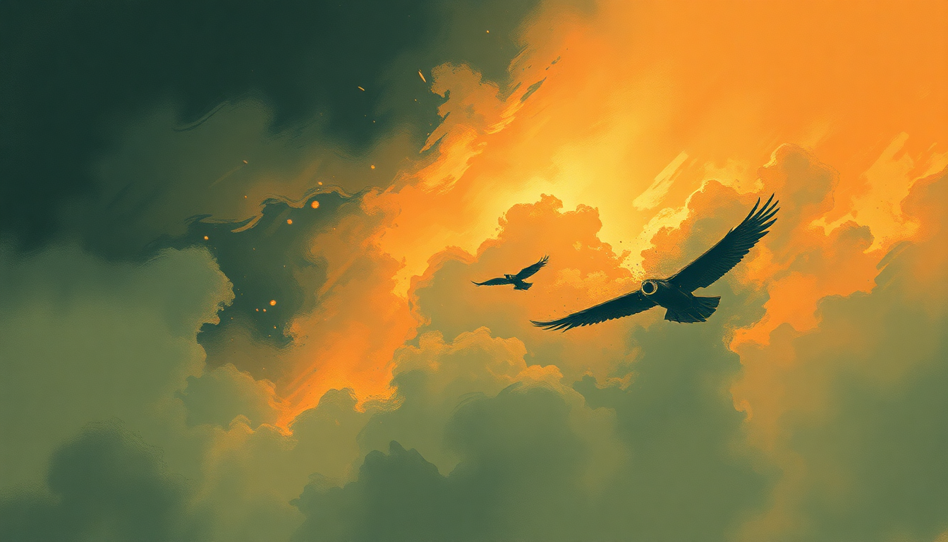 Fan-driven abstract illustration evoking the emotional arc of Raekwon - House of Flying Daggers by Wu-Tang Clan