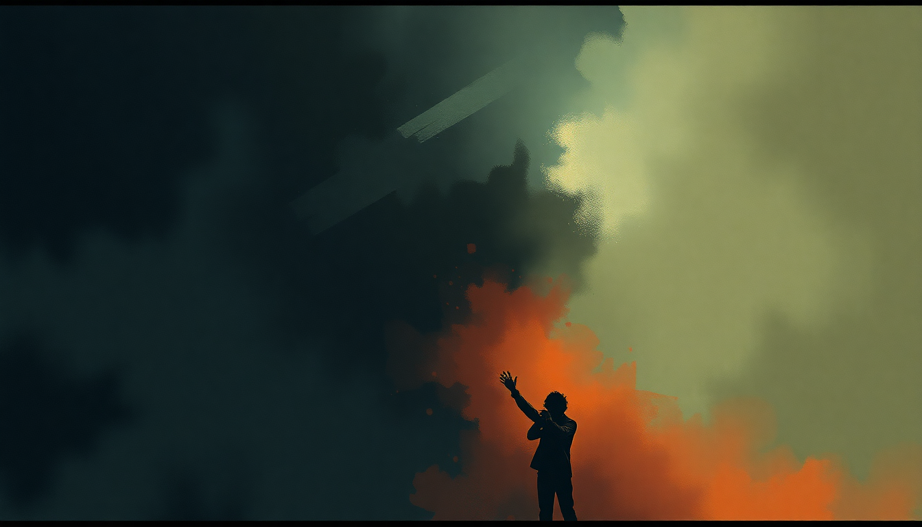 Fan-driven abstract illustration evoking the emotional arc of House of Jazz by AC/DC