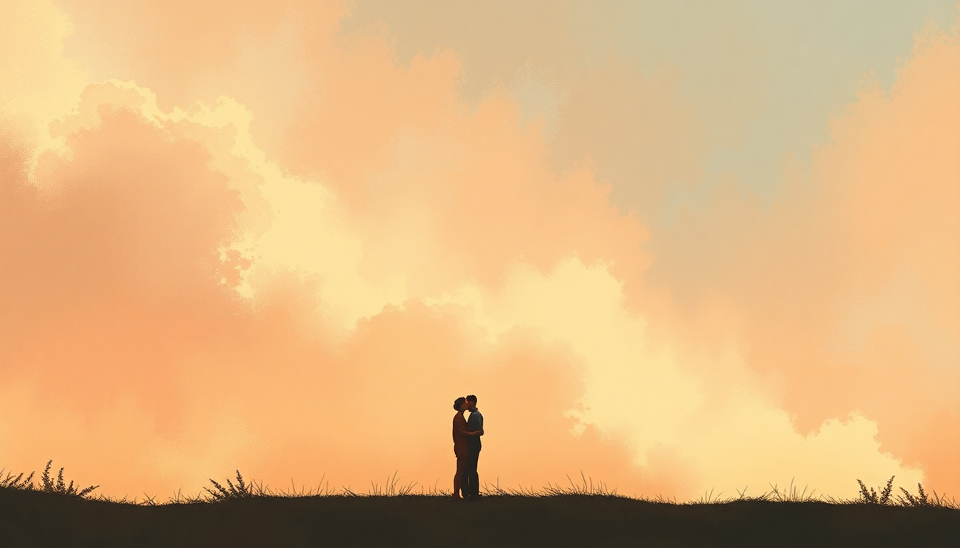 Fan-driven abstract illustration evoking the emotional arc of How Deep Is Your Love by Bee Gees