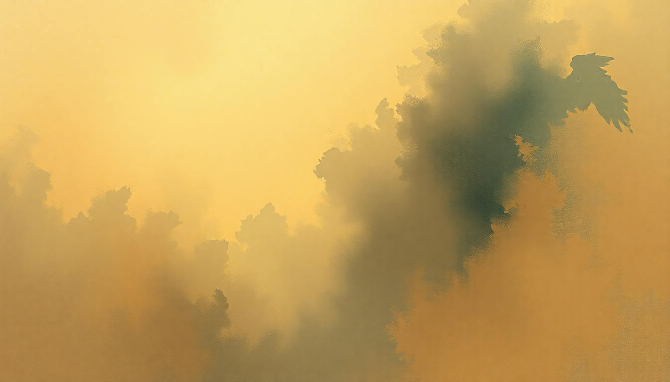Fan-driven abstract illustration evoking the emotional arc of Hymn of the Cherubim by Tchaikovsky