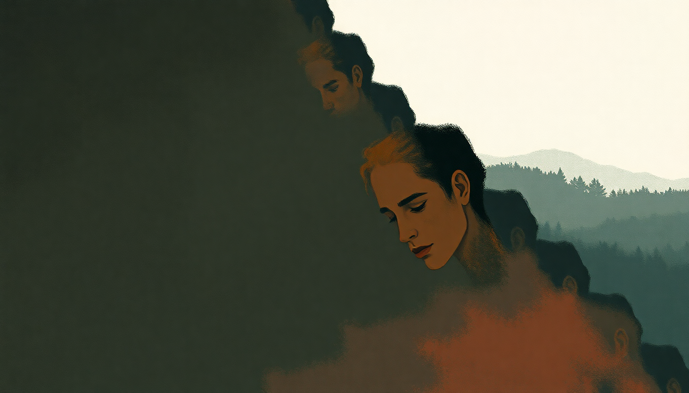 Fan-driven abstract illustration evoking the emotional arc of I Am a Rock by Red House Painters