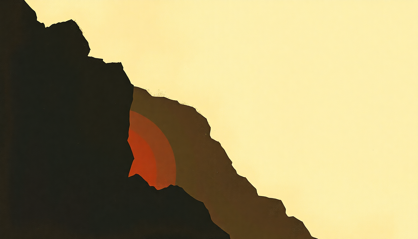 Fan-driven abstract illustration evoking the emotional arc of I Am a Rock by Simon and Garfunkel