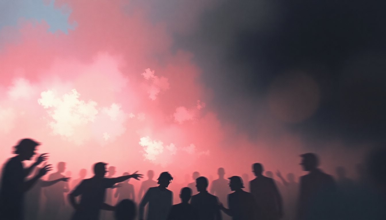 Fan-driven abstract illustration evoking the emotional arc of I Bet You Look Good on the Dancefloor by Arctic Monkeys
