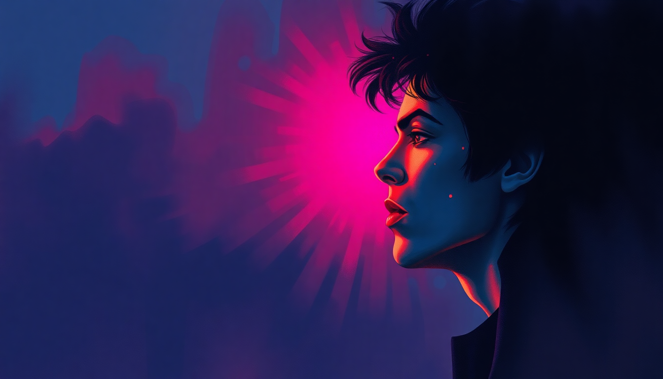 Fan-driven abstract illustration evoking the emotional arc of I Could Never Take the Place of Your Man by Prince