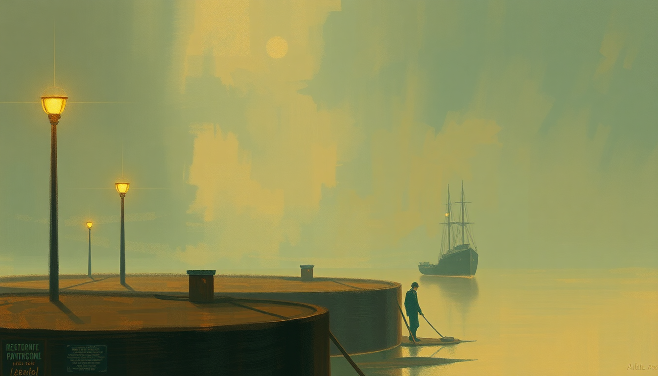 Fan-driven abstract illustration evoking the emotional arc of I Cover the Waterfront by Billie Holiday