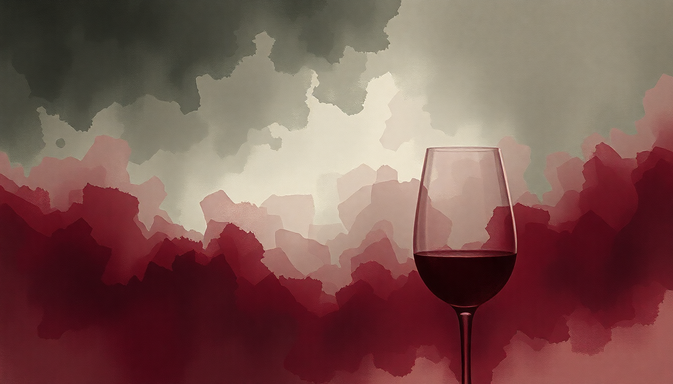 Fan-driven abstract illustration evoking the emotional arc of I Drink Wine by Adele