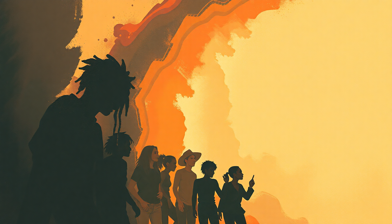 Fan-driven abstract illustration evoking the emotional arc of I Like My Groove by Kool and the Gang