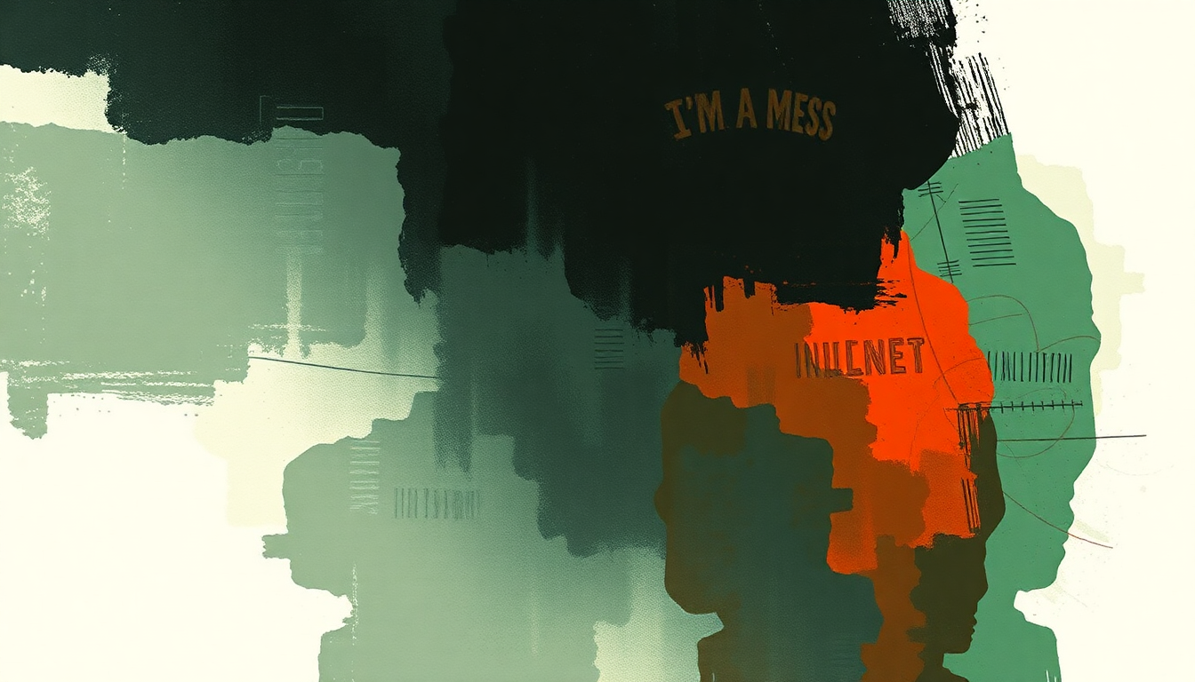 Fan-driven abstract illustration evoking the emotional arc of I'm a Mess by Anthony Hamilton