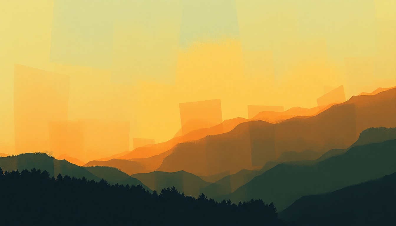 Fan-driven abstract illustration evoking the emotional arc of I'm Beginning to See the Light by Duke Ellington