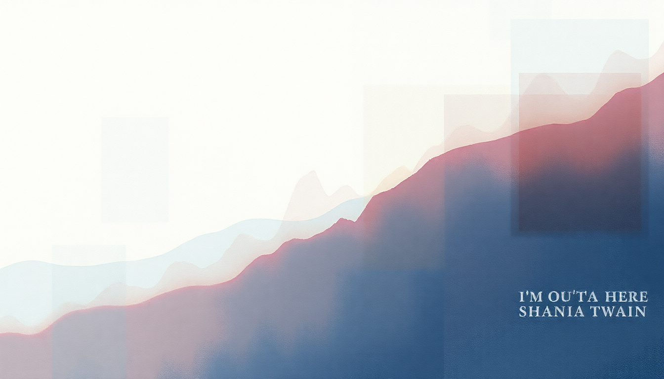 Fan-driven abstract illustration evoking the emotional arc of I'm Outta Here by Shania Twain