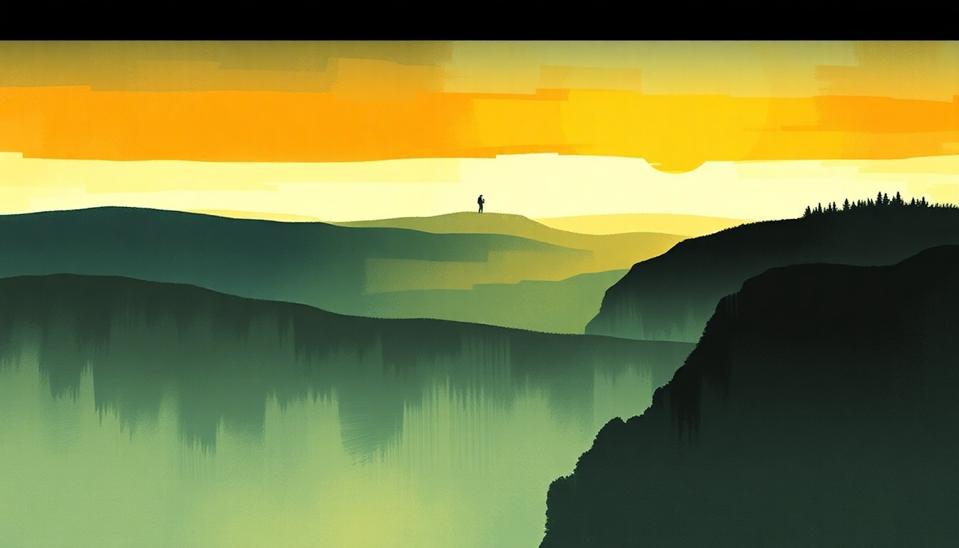 Fan-driven abstract illustration evoking the emotional arc of I Vow to Thee My Country by Gustav Holst
