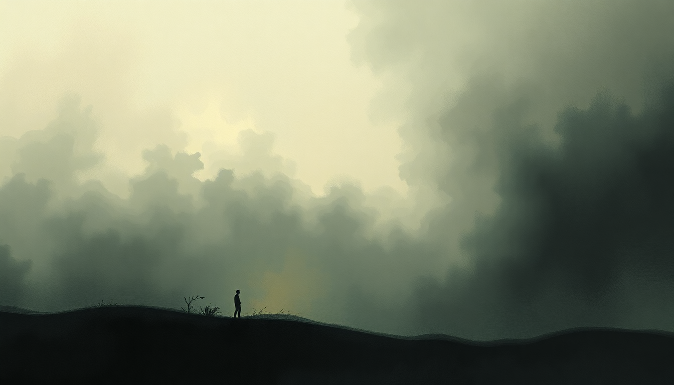 Fan-driven abstract illustration evoking the emotional arc of Ides of March by Father John Misty