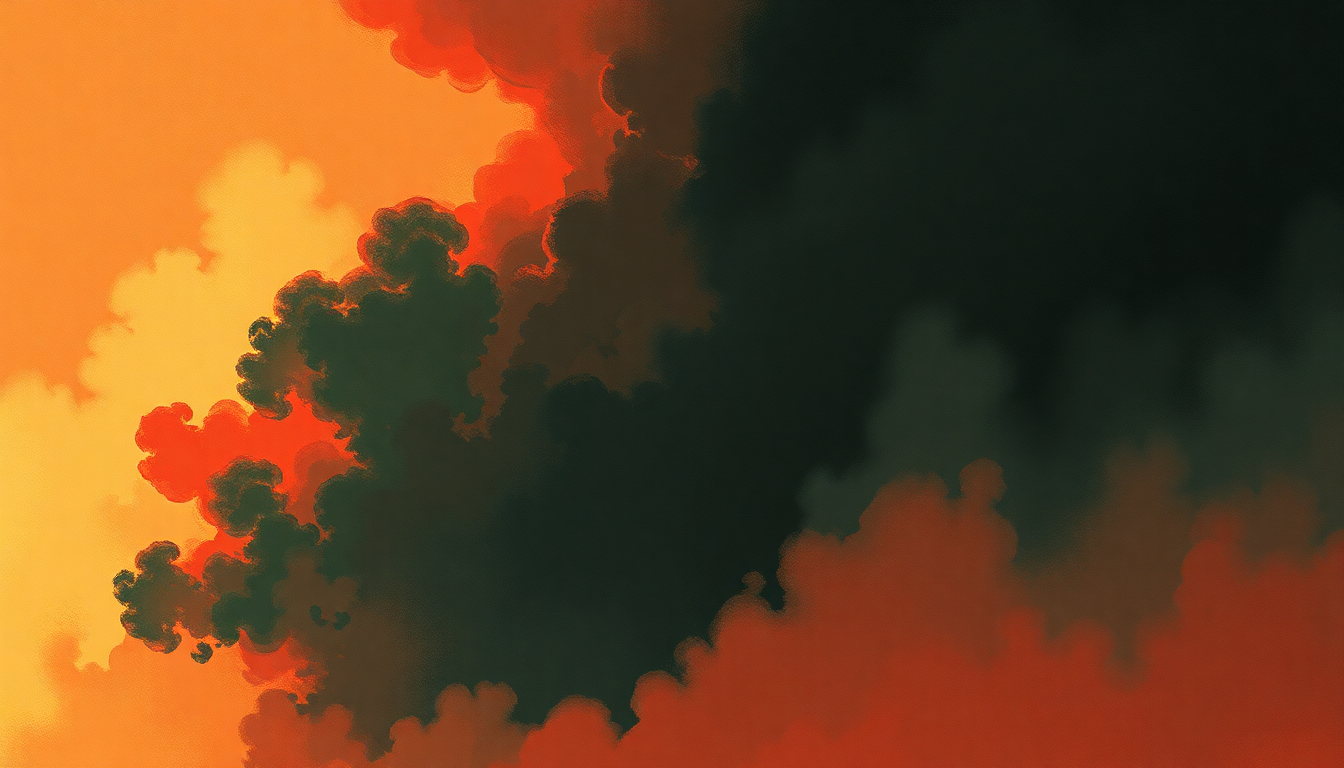 Fan-driven abstract illustration evoking the emotional arc of (Don't Worry) If There's A Hell Below, We're All Going To Go by Curtis Mayfield