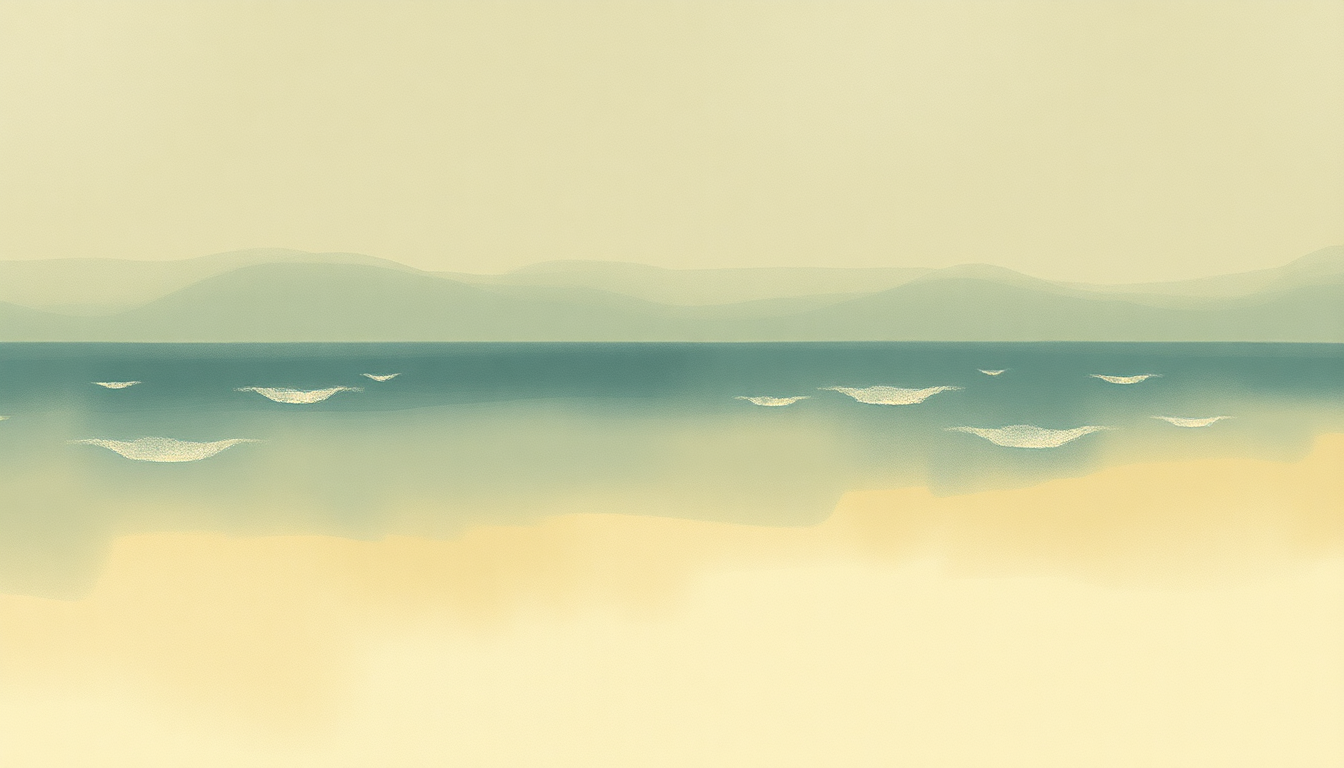 Fan-driven abstract illustration evoking the emotional arc of Il Mare Calmo Della Sera by Andrea Bocelli