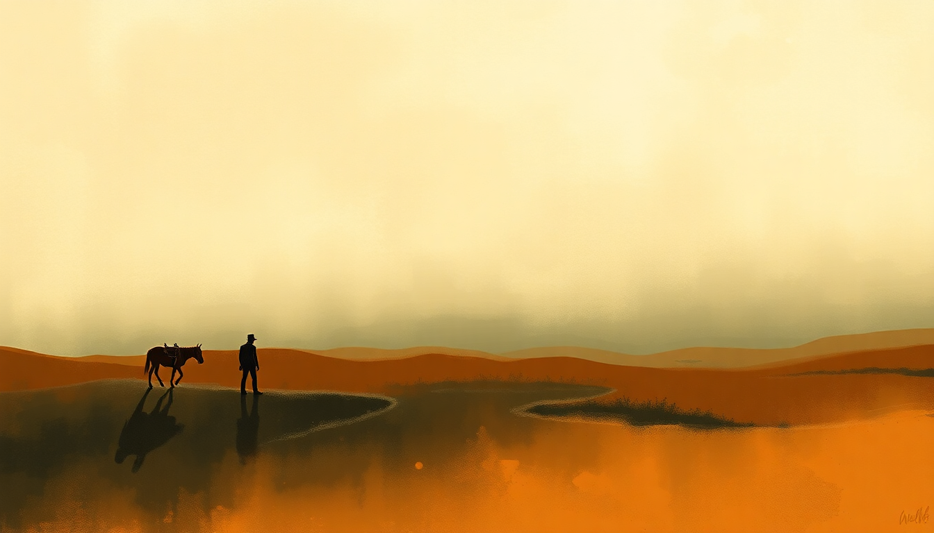 Fan-driven abstract illustration evoking the emotional arc of I'm a Lonesome Fugitive by Merle Haggard