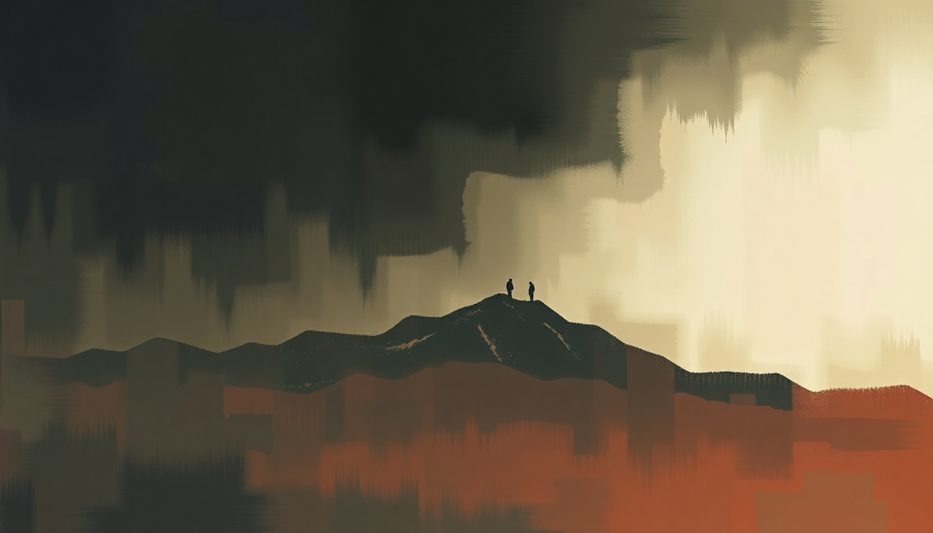 Fan-driven abstract illustration evoking the emotional arc of In My Head by Queens of the Stone Age
