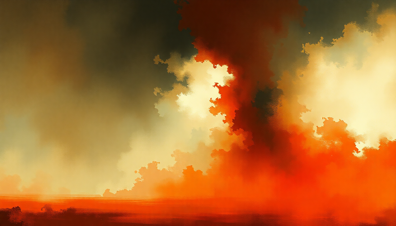 Fan-driven abstract illustration evoking the emotional arc of In the Court of the Crimson King by King Crimson