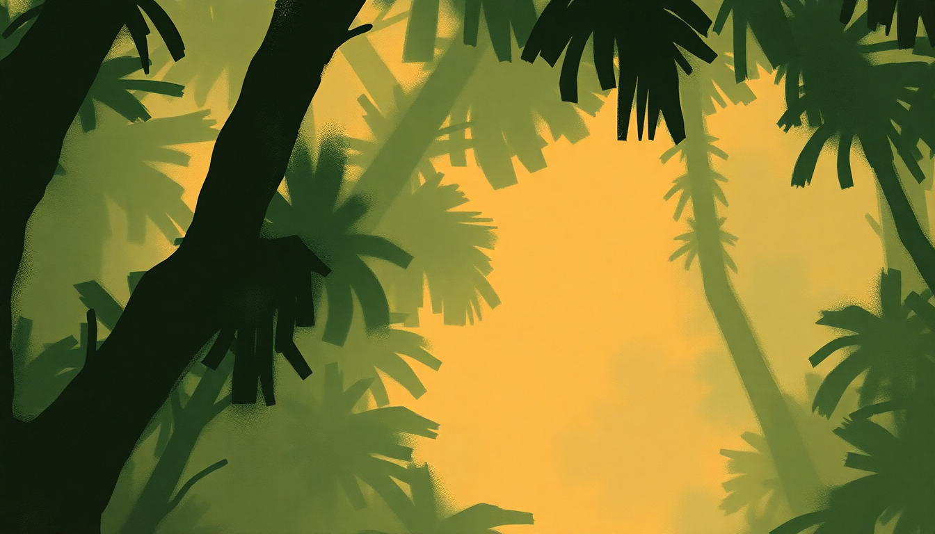 Fan-driven abstract illustration evoking the emotional arc of In the Jungle by The Vines