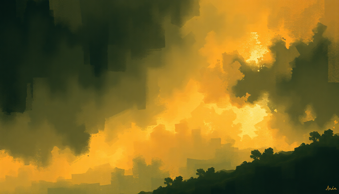 Fan-driven abstract illustration evoking the emotional arc of India by John Coltrane