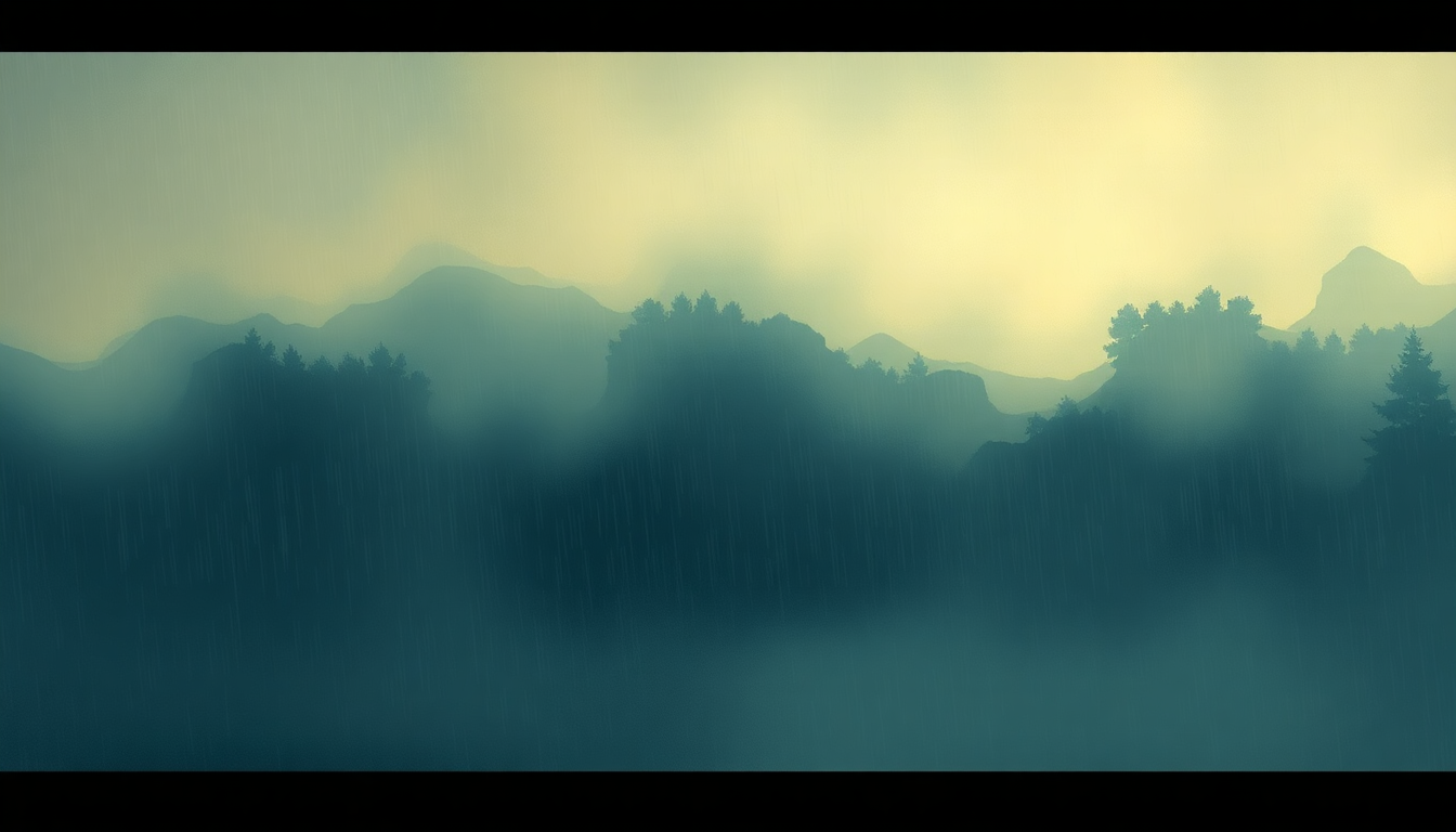 Fan-driven abstract illustration evoking the emotional arc of It's in the Rain by Enya